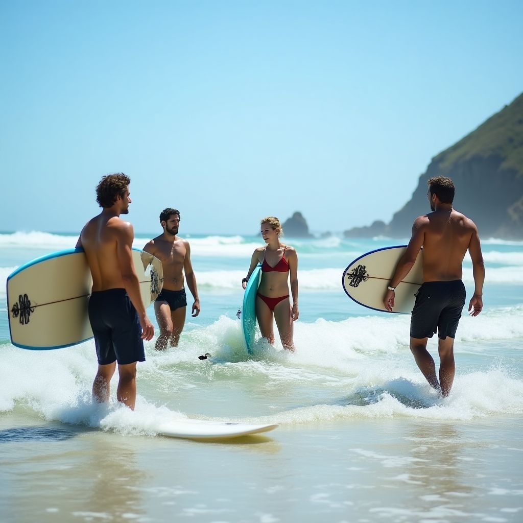 Group surf lesson at Byron Bay