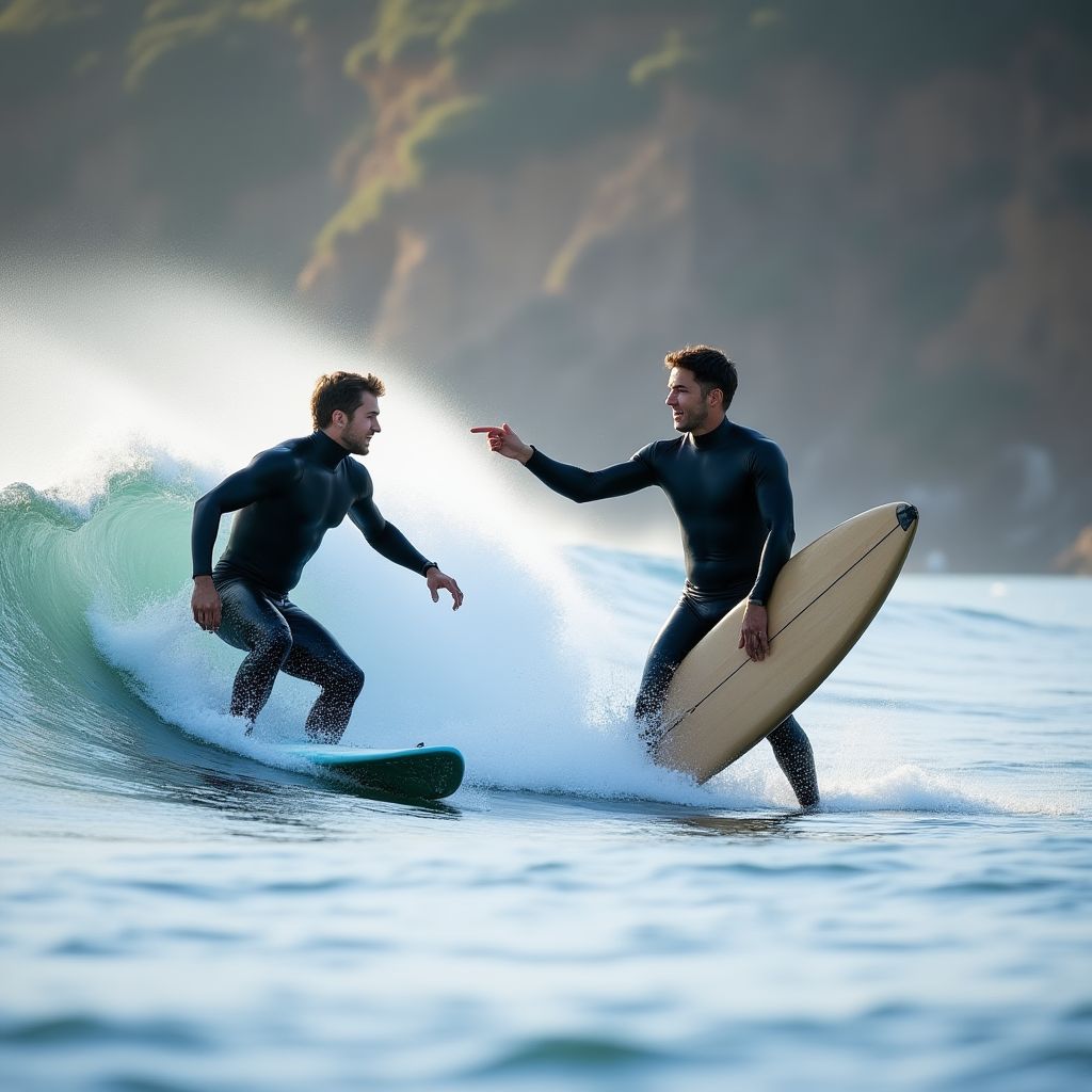Advanced surfer getting coaching at Bells Beach