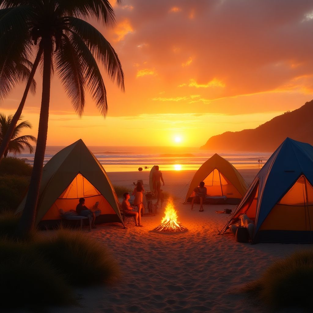 Surf Safari camp at sunset
