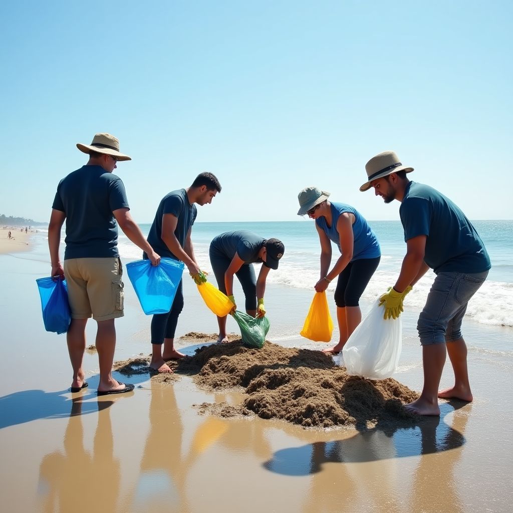 Beach cleanup initiative with local community