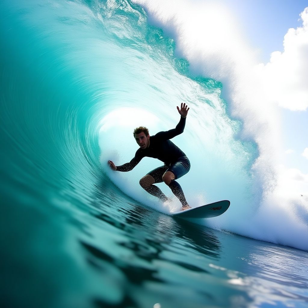 Surfer riding barrel wave at Snapper Rocks