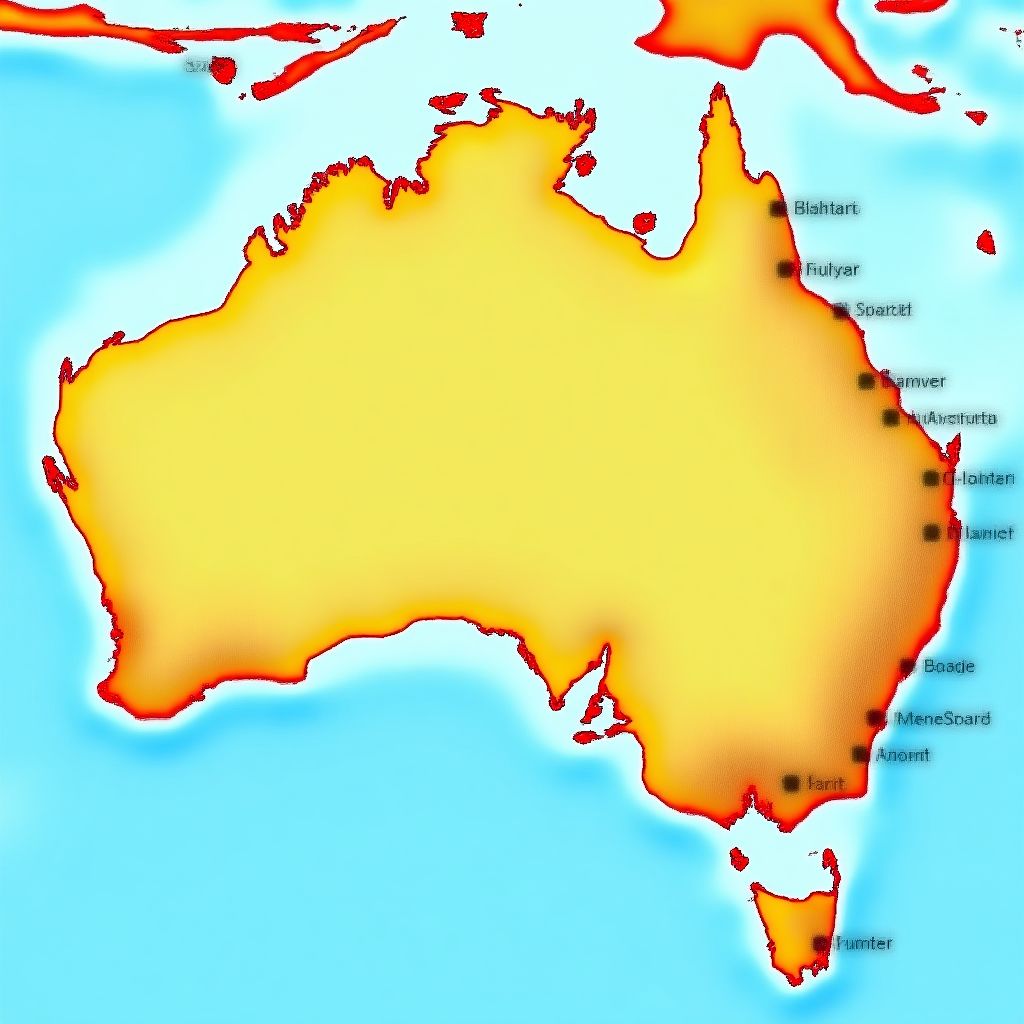 Map showing top surfing locations in Australia